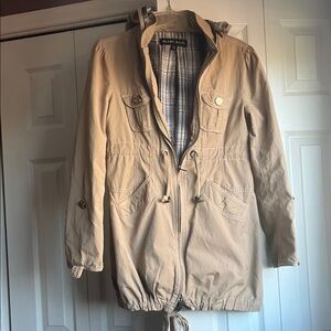 Black Label Beige Utility Jacket with Checkered Lining